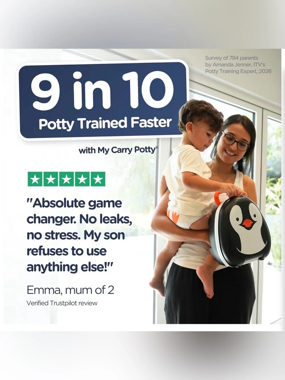 My Carry Potty - Penguin Travel Potty, Award-Winning Portable Toddler Toilet